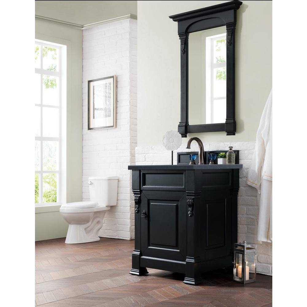 James Martin Vanities Brookfield 26 in. W x 23.5 in. D x 34.3 in. H Single Vanity in Antique Black with Charcoal Soapstone Top 147-114-V26-AQB-3CSP