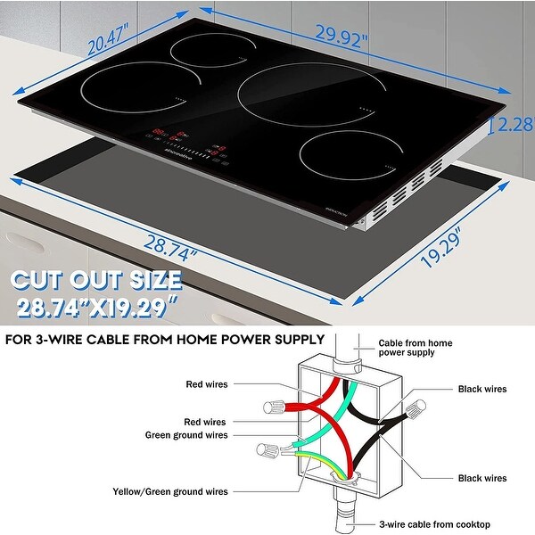 30-inch Induction Cooktop with 9 heating Level and Timer