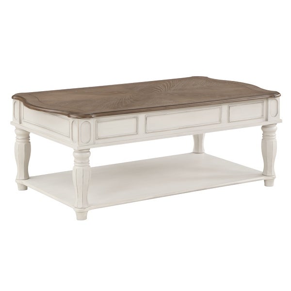 ACME Florian Coffee Table with Lift Top in Oak and Antique White