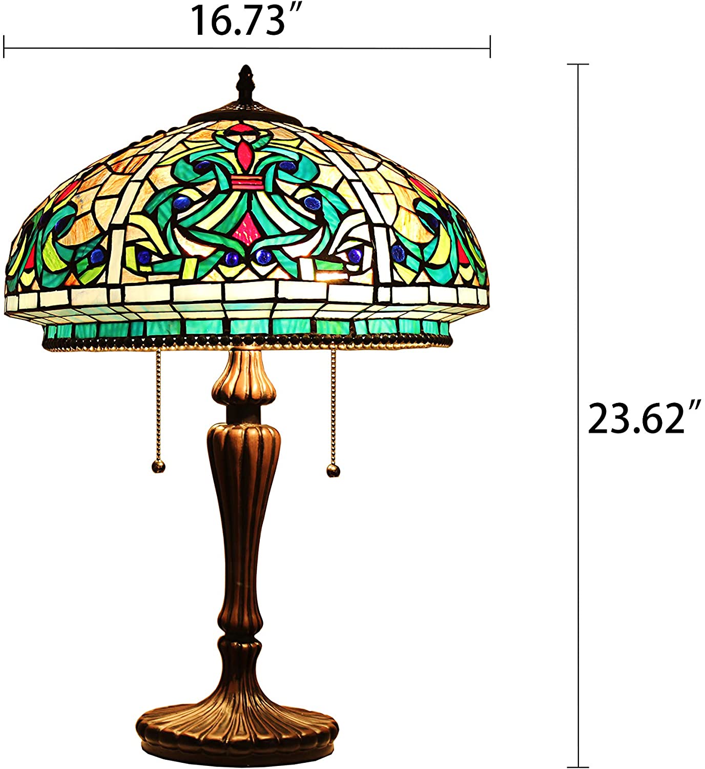 RADIANCE Goods -Style Victorian Stained Glass Table Lamp 17" Width