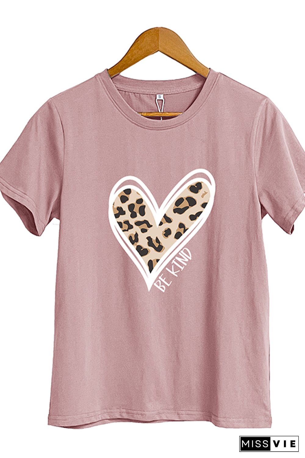 Be Kind Leopard Heart Short Sleeve Graphic Tee Wholesale