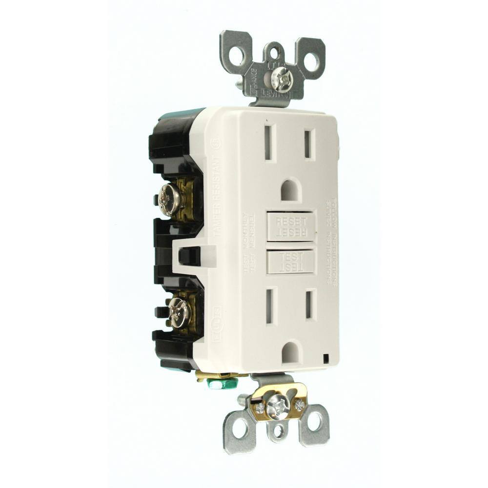 Leviton 15 Amp 125-Volt Duplex SmarTest Self-Test SmartlockPro Tamper Resistant GFCI Outlet White R92-GFTR1-0KW