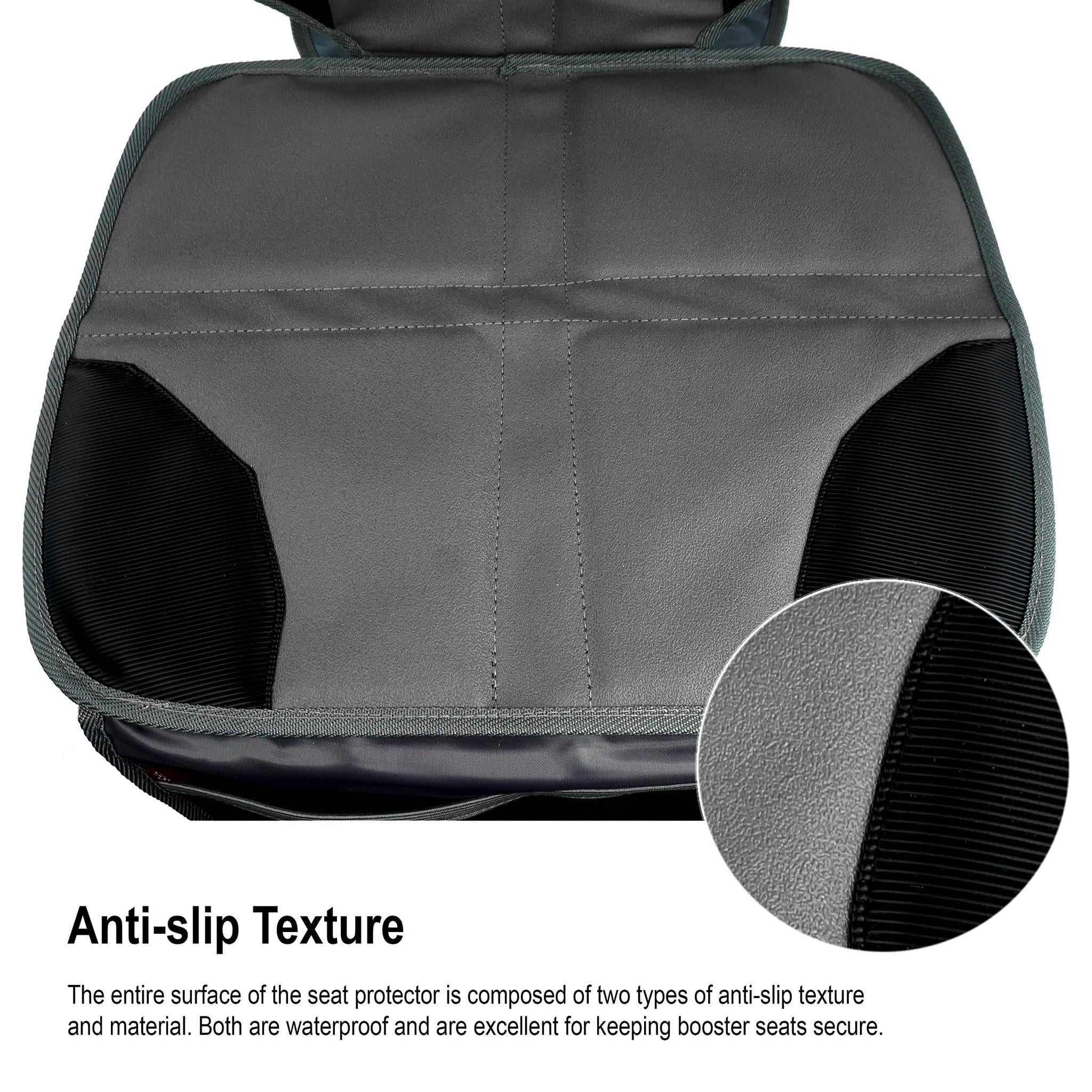 Heavy Duty Anti-Slip Car Seat Cover Protector Waterproof Padded with Pockets for Child Booster Seats | Gray/Black