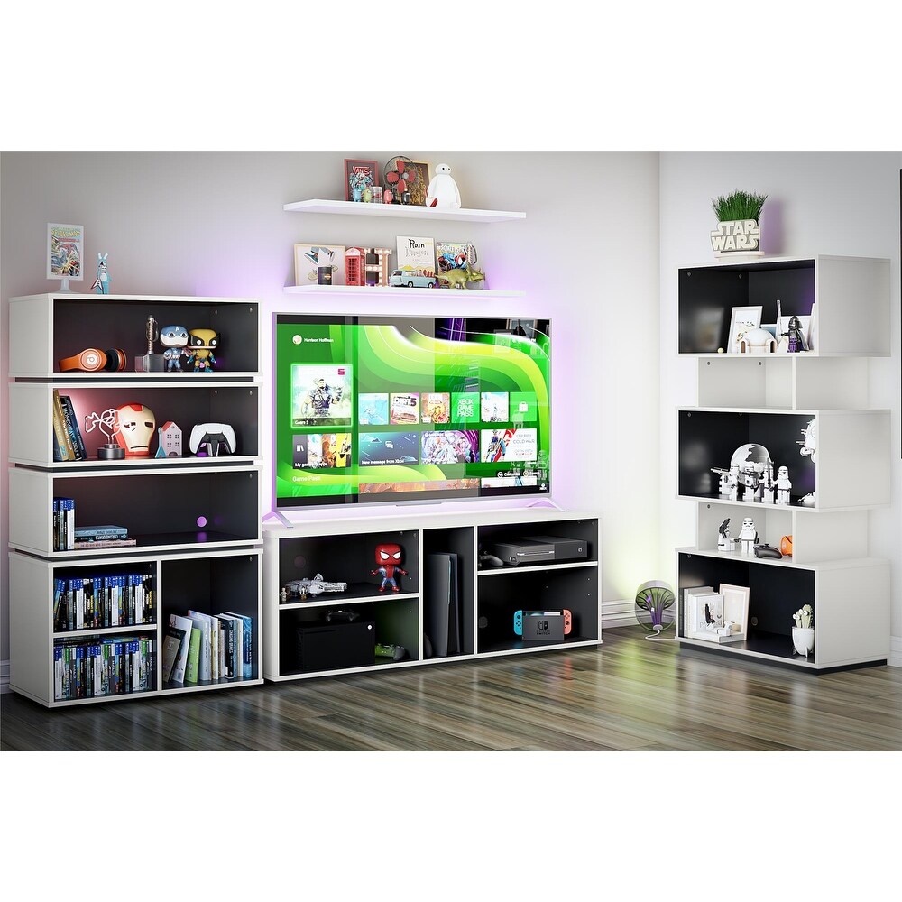 NTense Shadow Gaming   Collectable Display Storage Bookcase  White and Matte Black