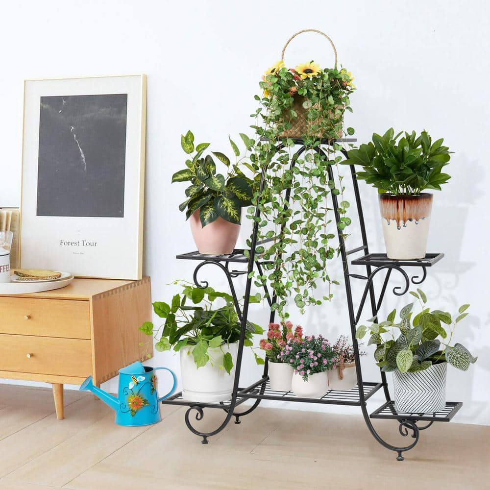 AESOME 33.5 in. Plant Stand Tall Flower Pot Holder 6-Tier Storage Display Planter Shelf for Patio Yard Garden Deck HJ469