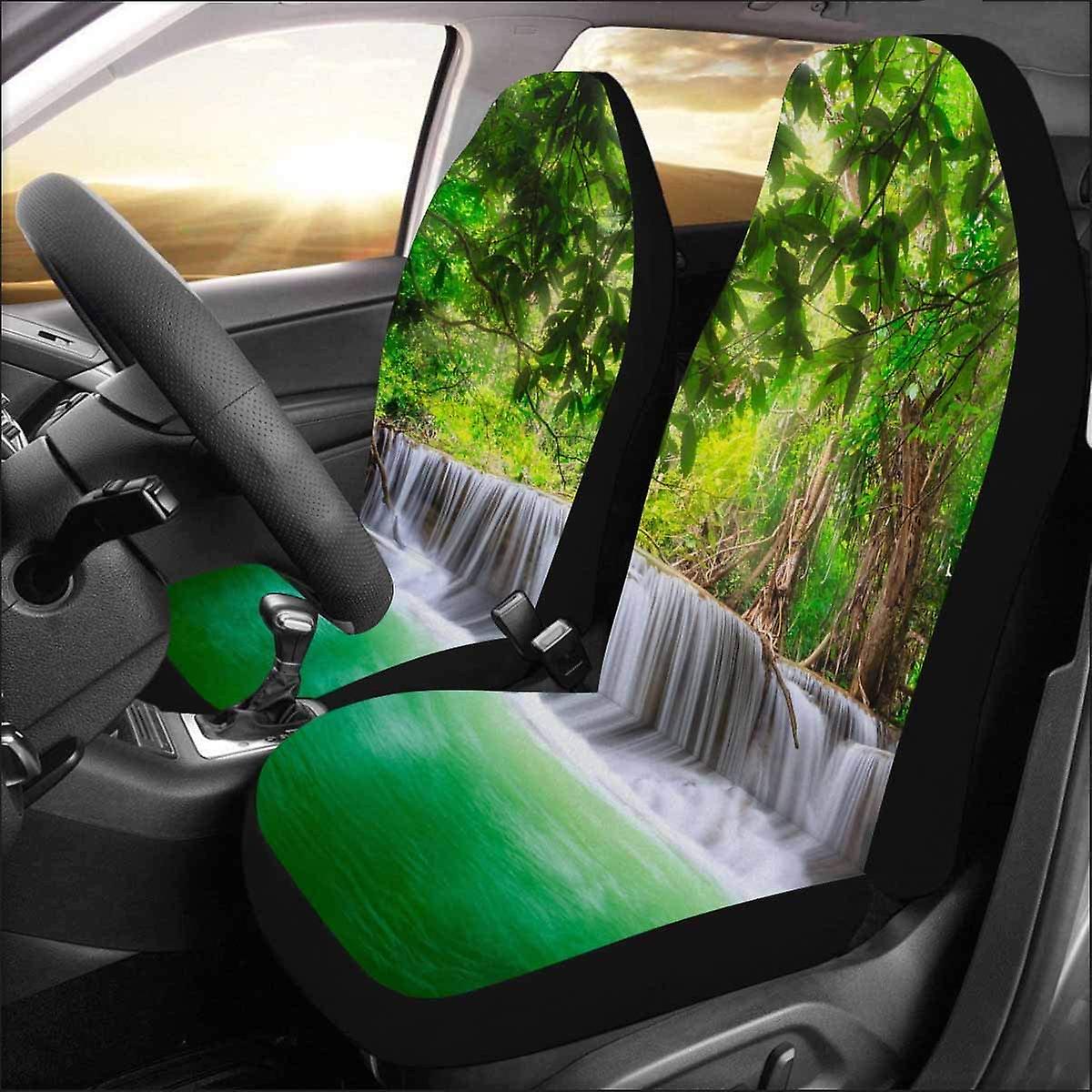 Set Of 2 Car Seat Covers Thailand Waterfall Universal Auto Front Seats Protector Fits For Car，suv Sedan，truck