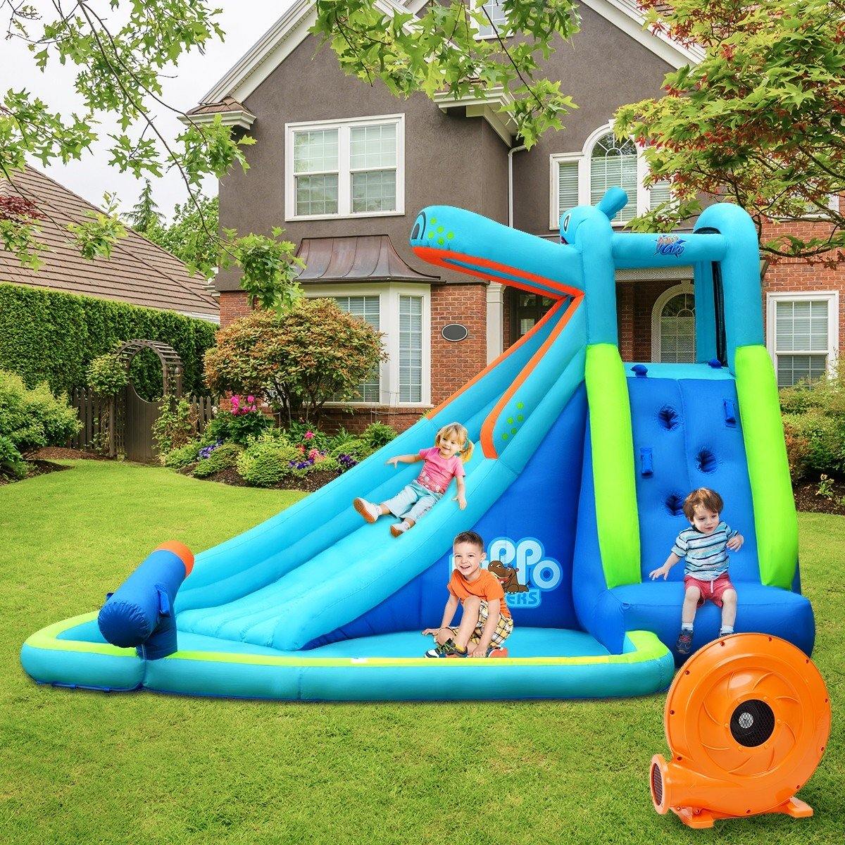 Inflatable Water Slide, Hippo Themed Bounce House