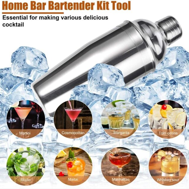 Insulated Cocktail Shaker Mixer Bartender Kit Cocktail Shaker Mixer Stainless Steel 750ml Bar Tool Set with Stylish Bamboo Stand Perfect Home Bartending Kit and Martini Cocktail Shaker Set