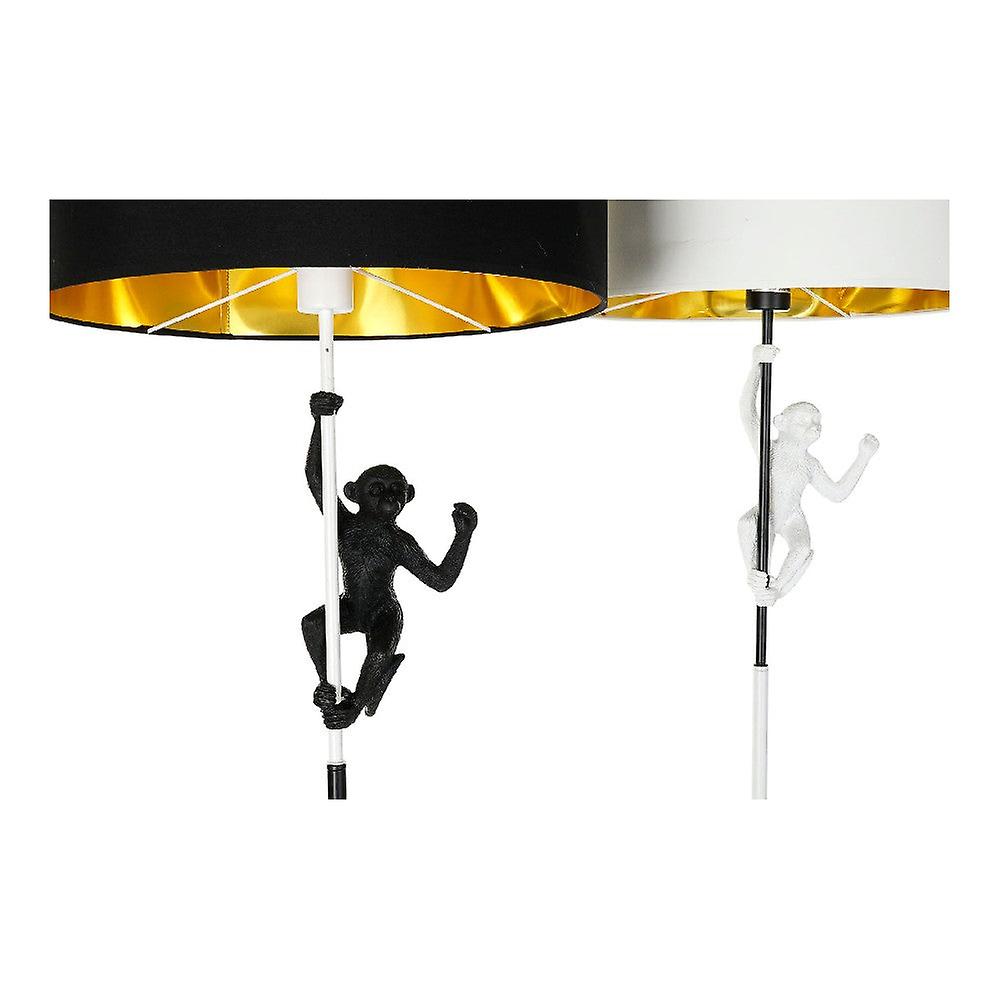 Floor lamp dkd home decor white black polyester metal resin golden monkey (2 pcs) (44 x 44 x 166 cm)