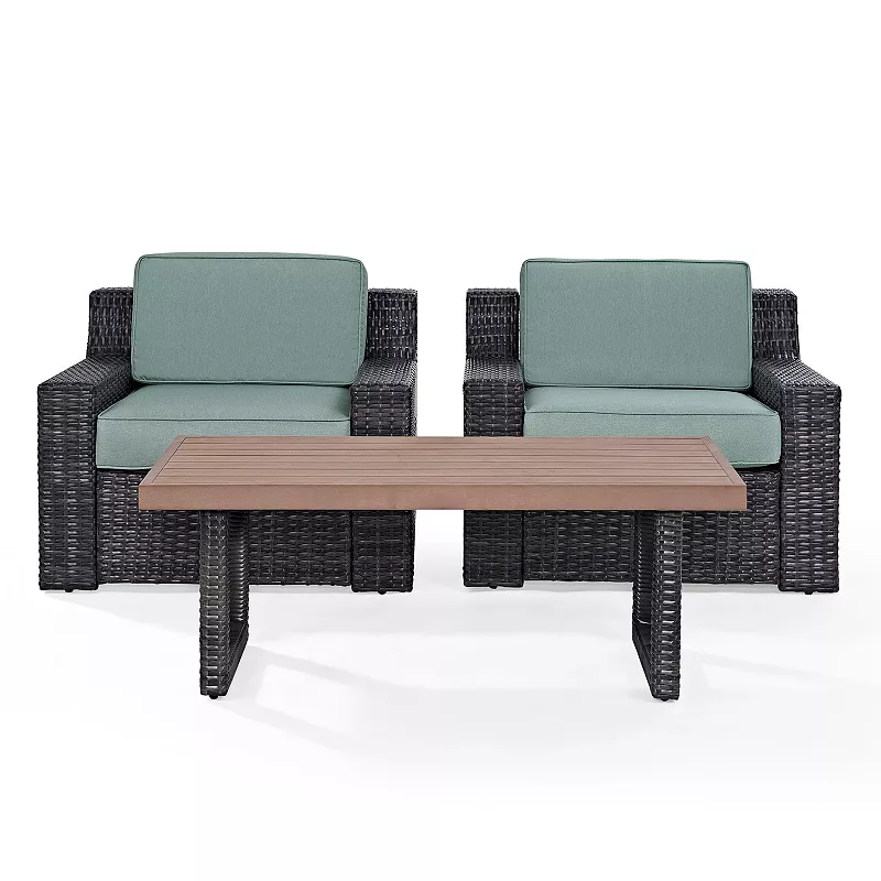 Crosley Furniture Beaufort Patio Arm Chair and Coffee Table 3-piece Set