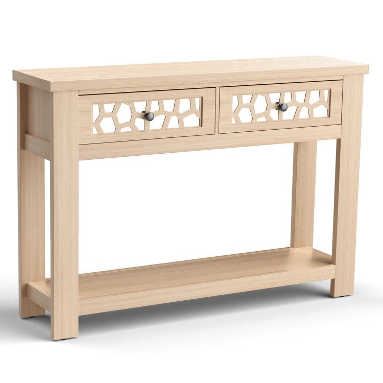 2-Tier Console Table with Drawers and Open Storage Shelf - 46.5