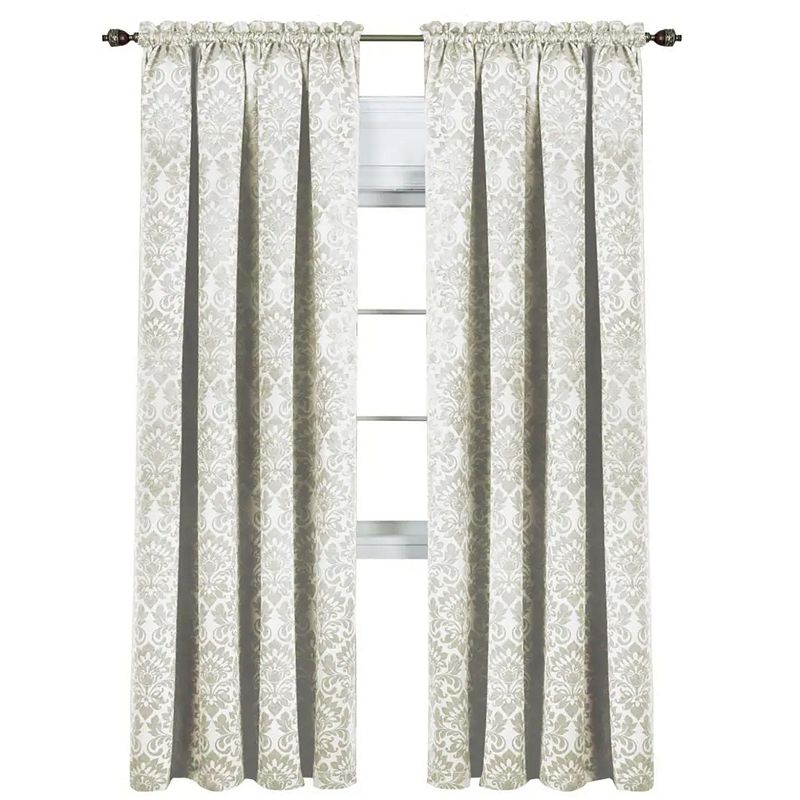 Kate Aurora Royal Living 2 Piece Rod Pocket Damask Design Light Filtering Curtain Panels