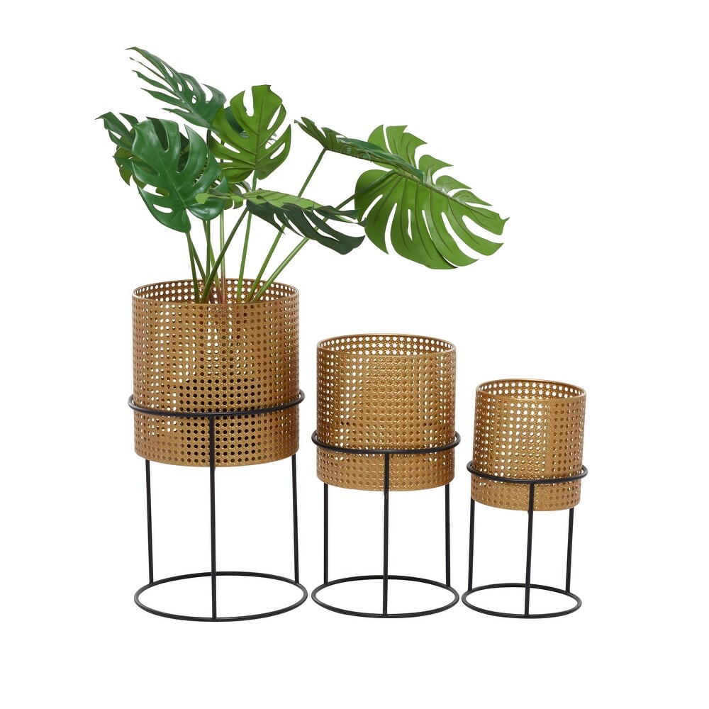 White Black or Gold Basket Style Glam Modern Planter Stands (Set of 3)   S/3 23\