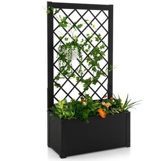 ANGELES HOME 49 in. Black Metal Vertical Raised Garden Bed with Trellis(1-Pack) 398CKGT04