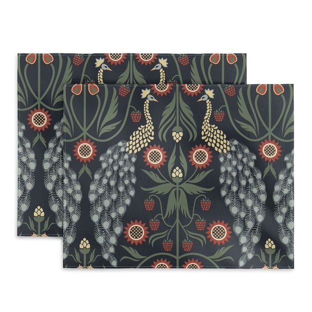 Emanuela Carratoni Peacocks And Berries Placemats Deny Designs