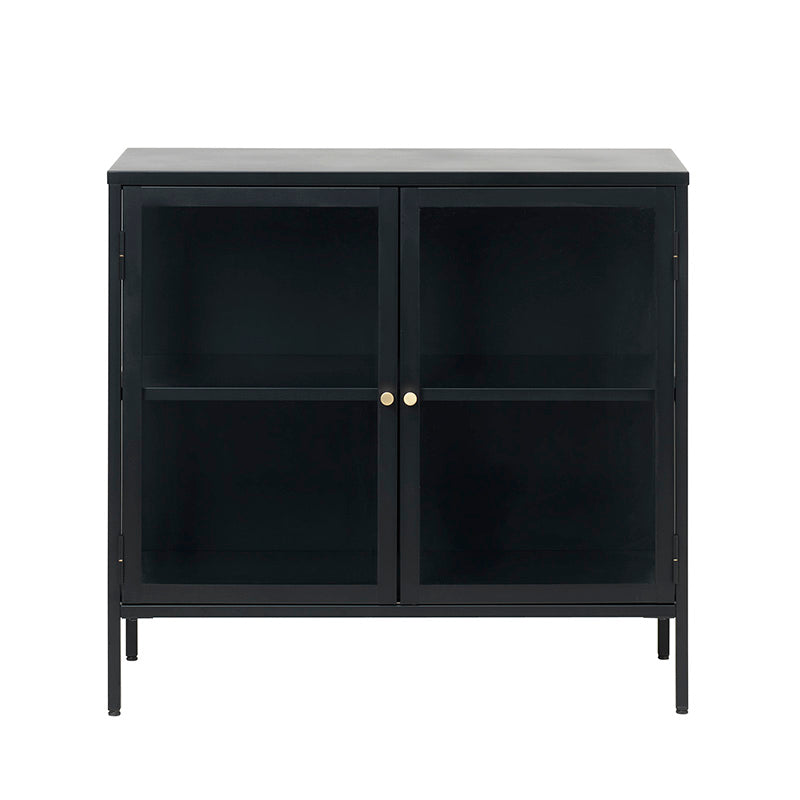 CARMEL 2 Glass Doors Sideboard 90cm - Black