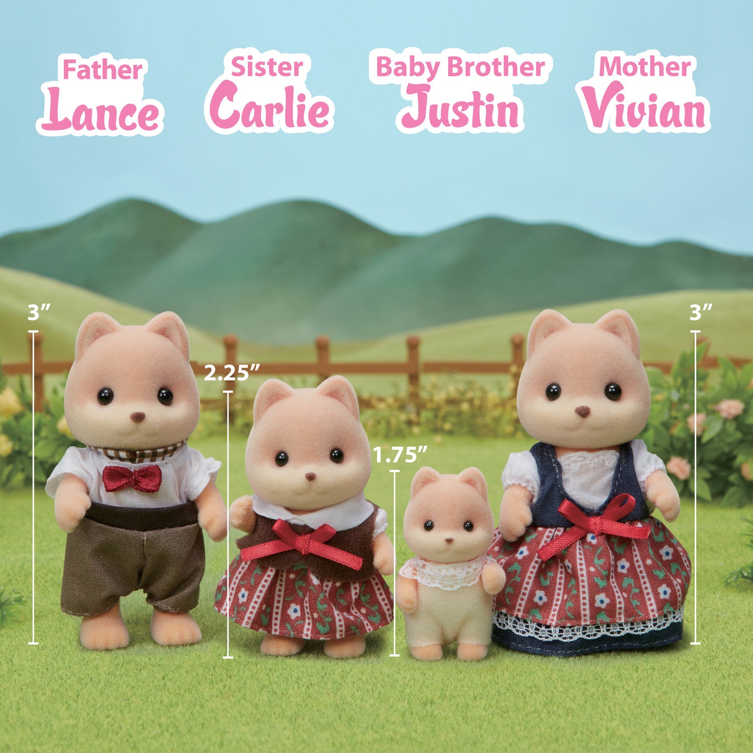 Calico Critters Caramel Dog Family, Set of 4 collectible Doll Figures