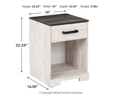 Signature Design by Ashley Shawburn One Drawer Night Stand, White/Dark Charcoal Gray