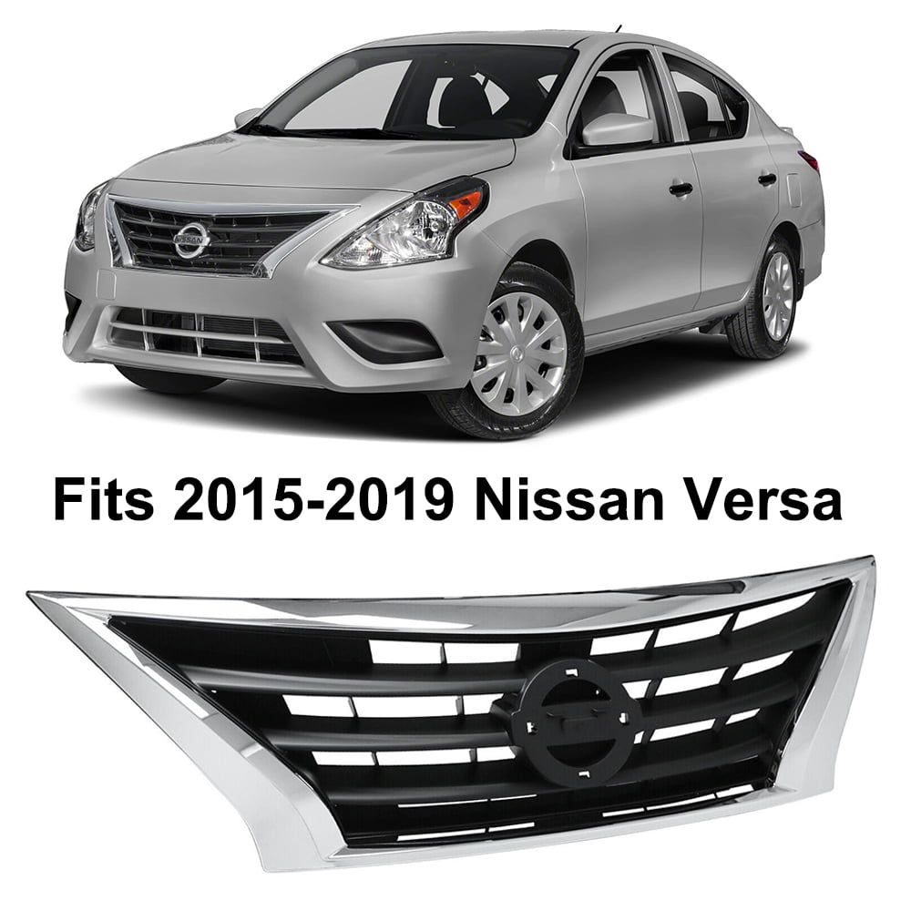 Front Bumper Chrome Grille Grill For 2015 2016 2017 2018 2019 Nissan Versa