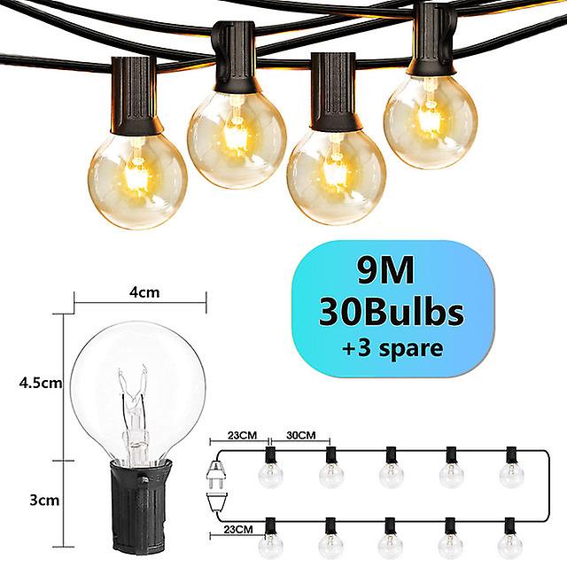 Outdoor String Lights ， G40 Globe Patio Lights With Edison Glass Bulb， 220v Waterproof Connectable Hanging Light， E12