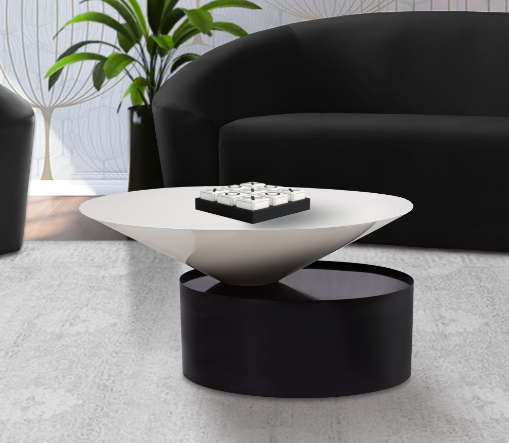 Damon White Metal Top Coffee Table   Contemporary   Coffee Tables   by Meridian Furniture  Houzz