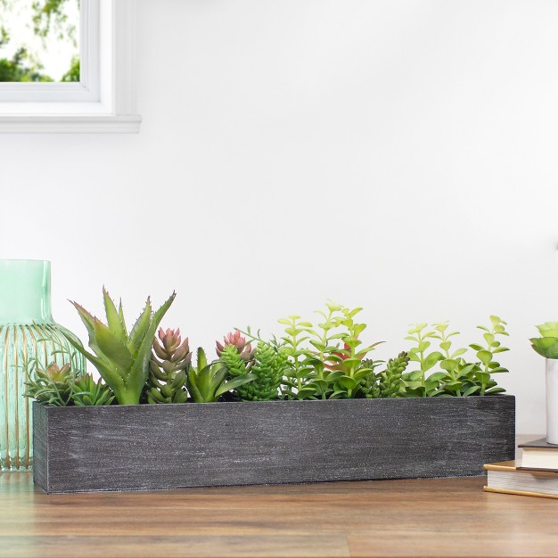 Artificial Mixed Succulent Plants In A Rectangular Planter