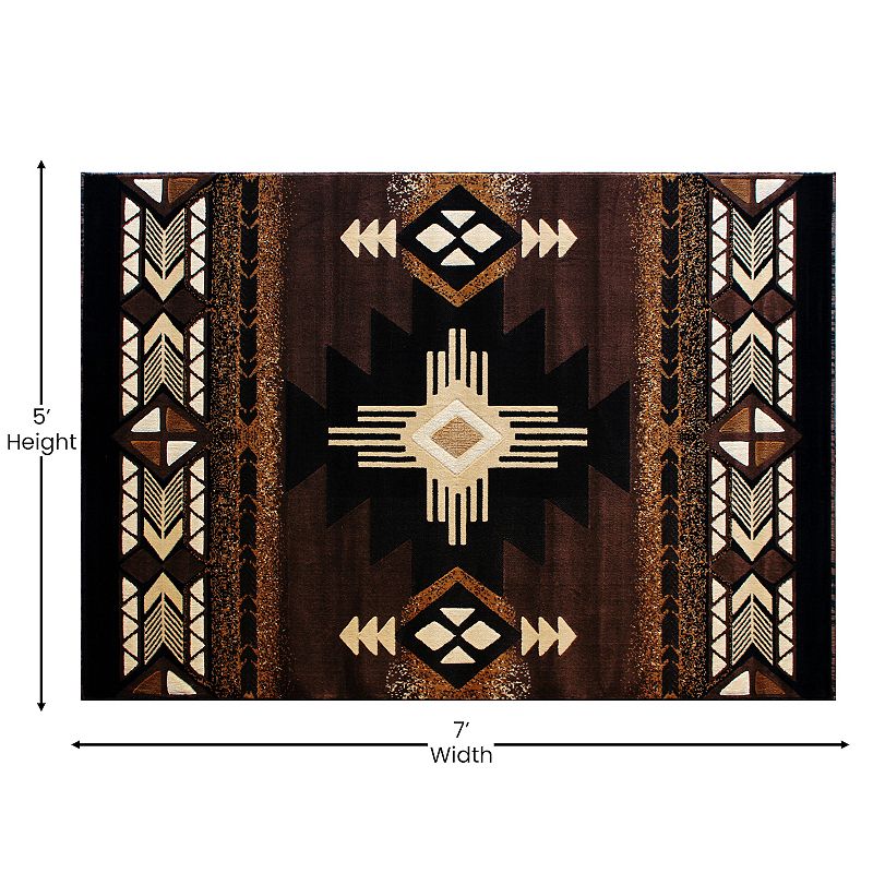 Masada Rugs Masada Rugs 5'x7' Southwest Native American Area Rug - Design C318 Chocolate