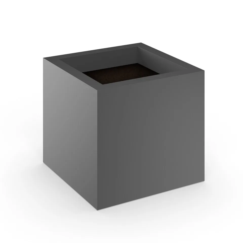 Factory Outlet Customization Large Rectangular Outdoor Black White Powder Coated Metal Flower Pot Hotel Garden Planter Box