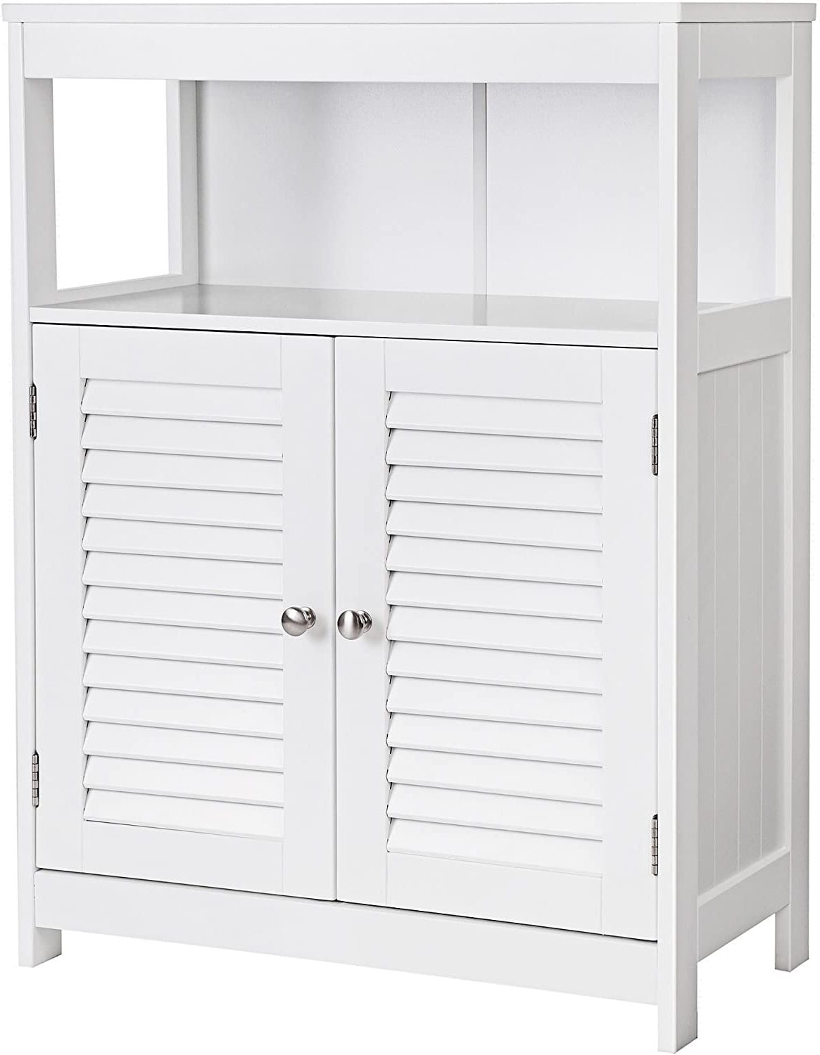 Ktaxon Bathroom Floor Cabinet Wooden Storage Organizer Cupboard with Double Shutter Door and Adjustable Shelf White