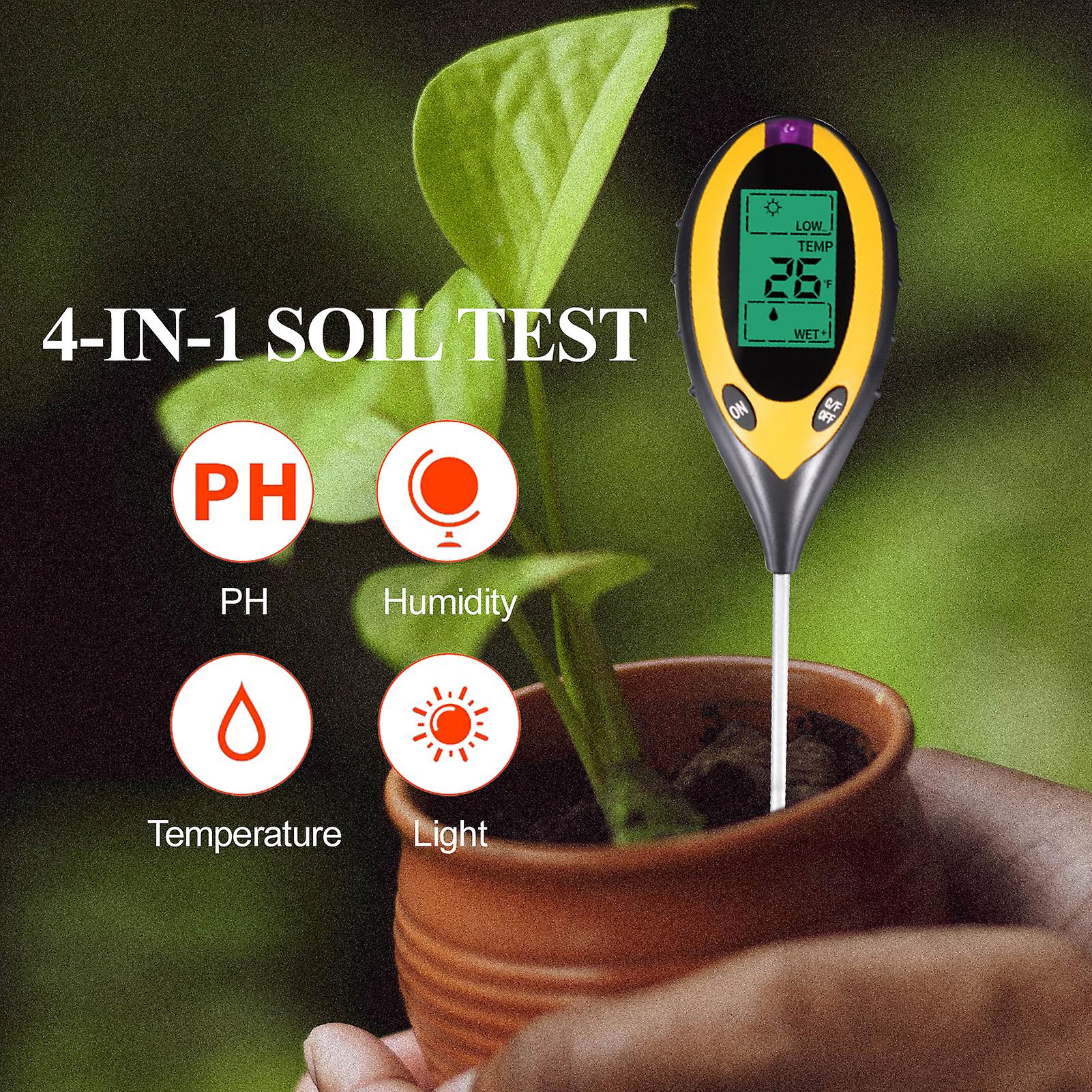 4 in 1 Soil Test Ph Moisture Meter Light Temperature Tester Garden Plant Flowers Soil Monitor Tool Multi functional Bonsai Moisture Ph Analyzer For Ga