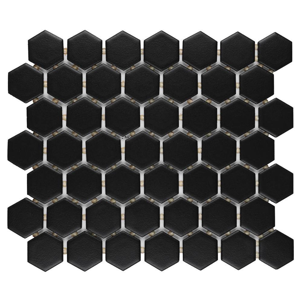 Daltile Restore Matte Black Hexagon 10 in. x 12 in. x 6.35 mm Glazed Ceramic Mosaic Tile (0.81 sq. ft.Each) K71115HEXMS1P2