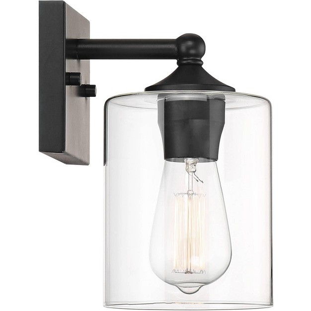 High Black And Glass Wall Sconce Set Of 2