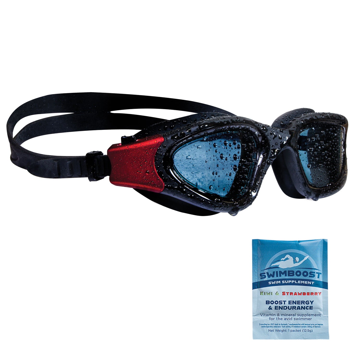 Swimbuds Ampyx Swim Goggles with Spit Strap Design Anti-Fog Clarity and 180 Degree field of vision