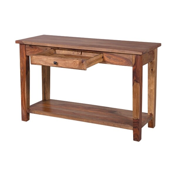 Porter Designs Taos Traditional Solid Sheesham Wood Console Table， Brown