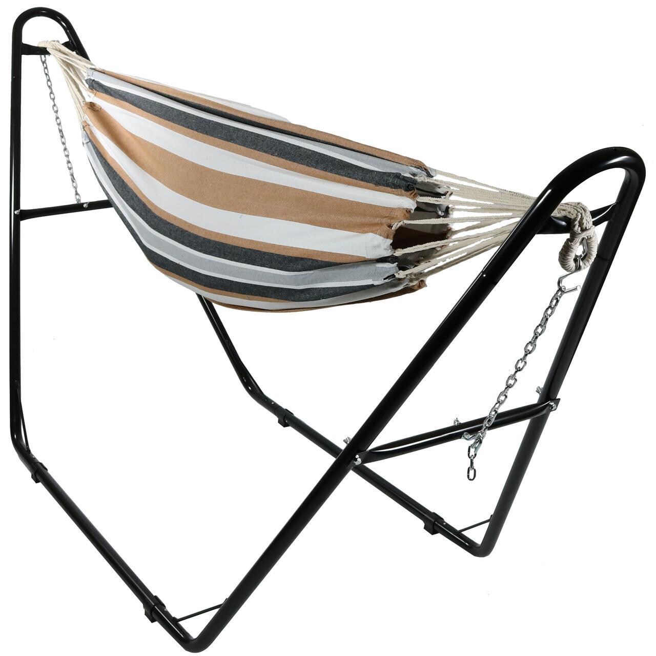 Ultimate Patio Brazilian Double Hammock Portable Hammock w/ Black Universal Stand