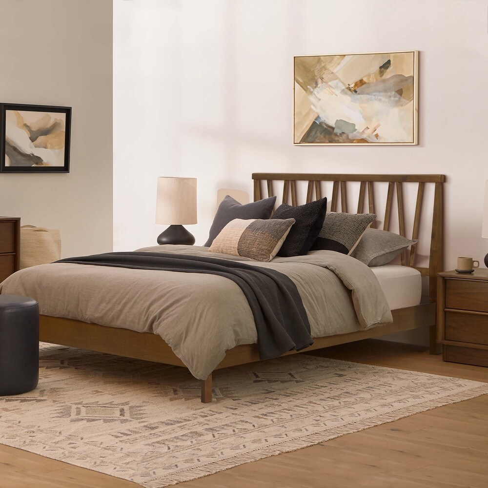 Wood V Open Panel Headboard and Frame Platform Bed Set  Queen/Full