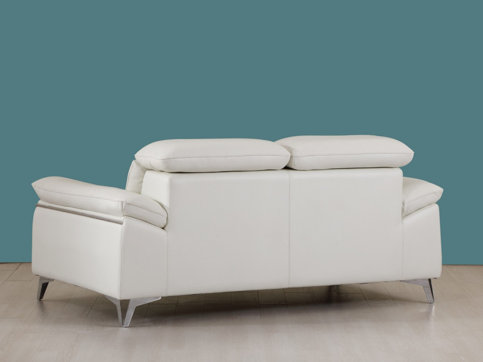 31 quotFashionable White Leather Loveseat   Midcentury   Loveseats   by HomeRoots  Houzz