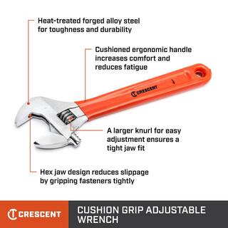 Crescent 6 in. Chrome Cushion Grip Adjustable Wrench AC26CVS