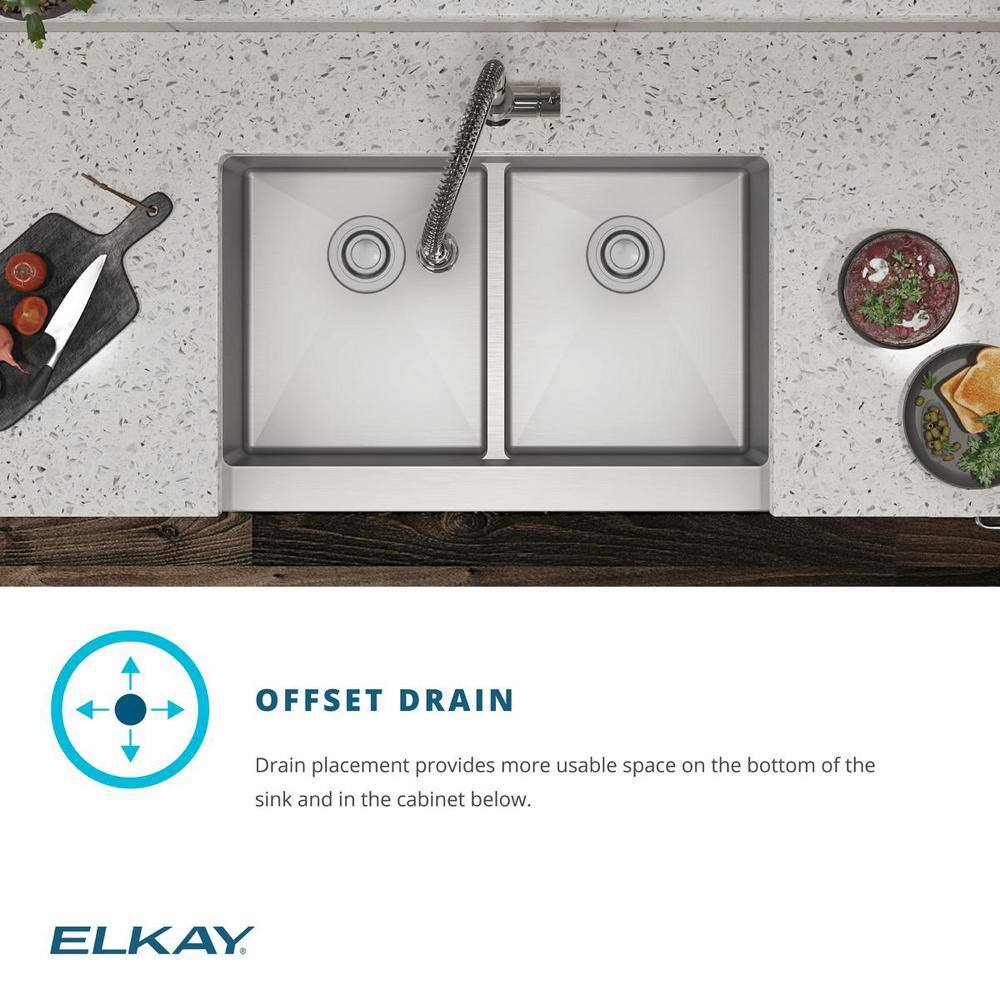 Elkay Crosstown 18-Gauge Stainless Steel 31.5 in Double Bowl Undermount Workstation Kitchen Sink with Aqua Divide and Faucet ECTRUA31169TFCW