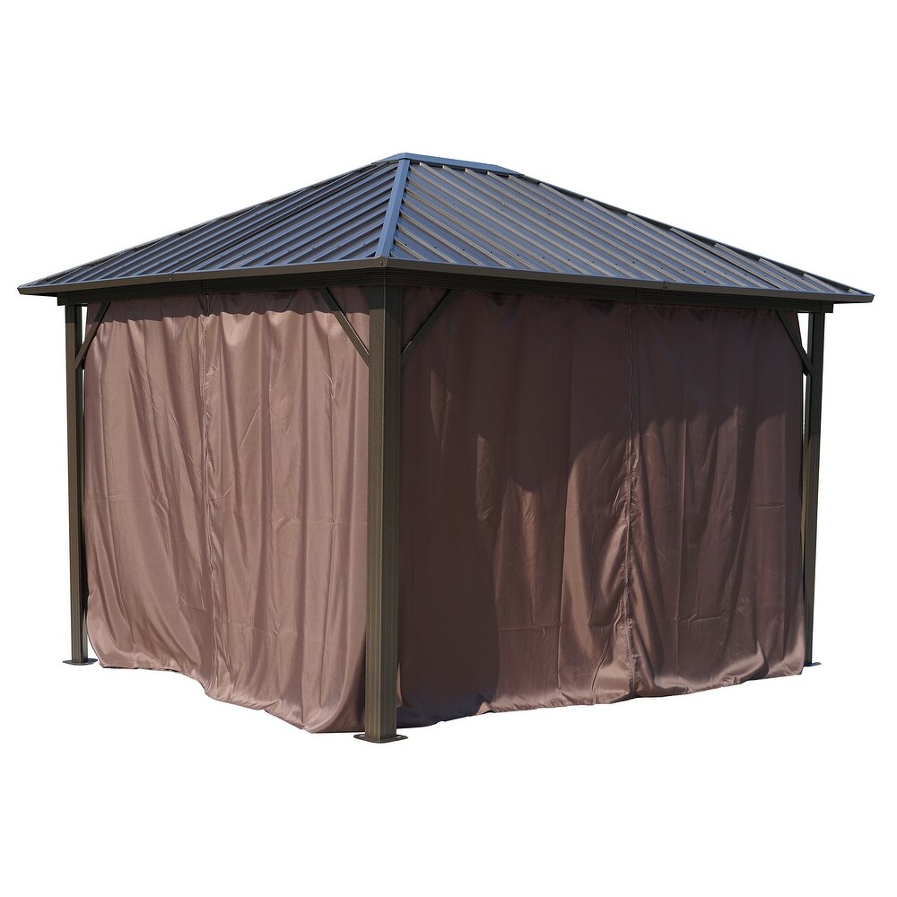 Kozyard Rosana 10'x12' Hardtop Aluminum Permanent Gazebo with 2 Layer Sidewalls