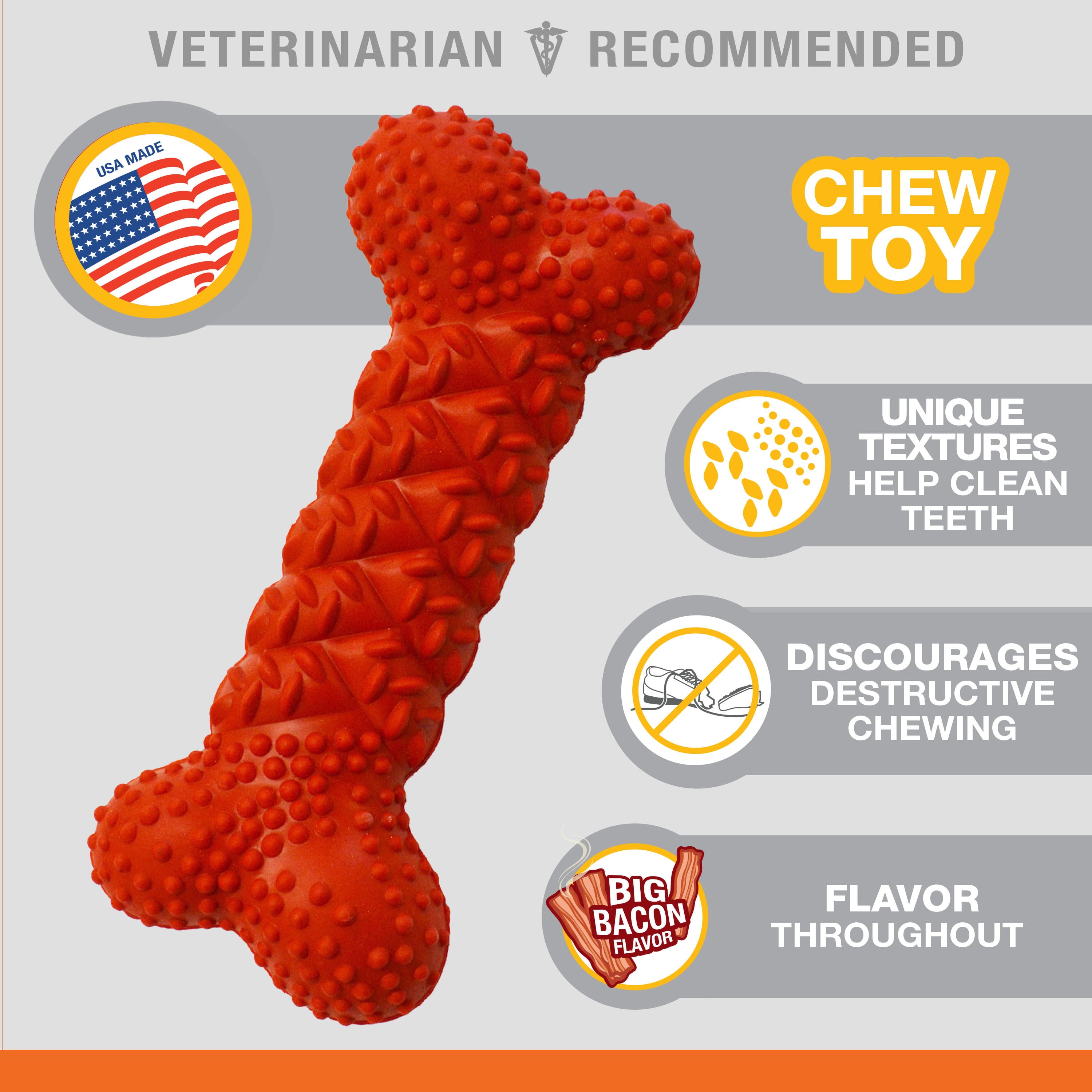 Nylabone Daily Dental Rubber Braid Bone for Dogs - Up to 35 lbs.