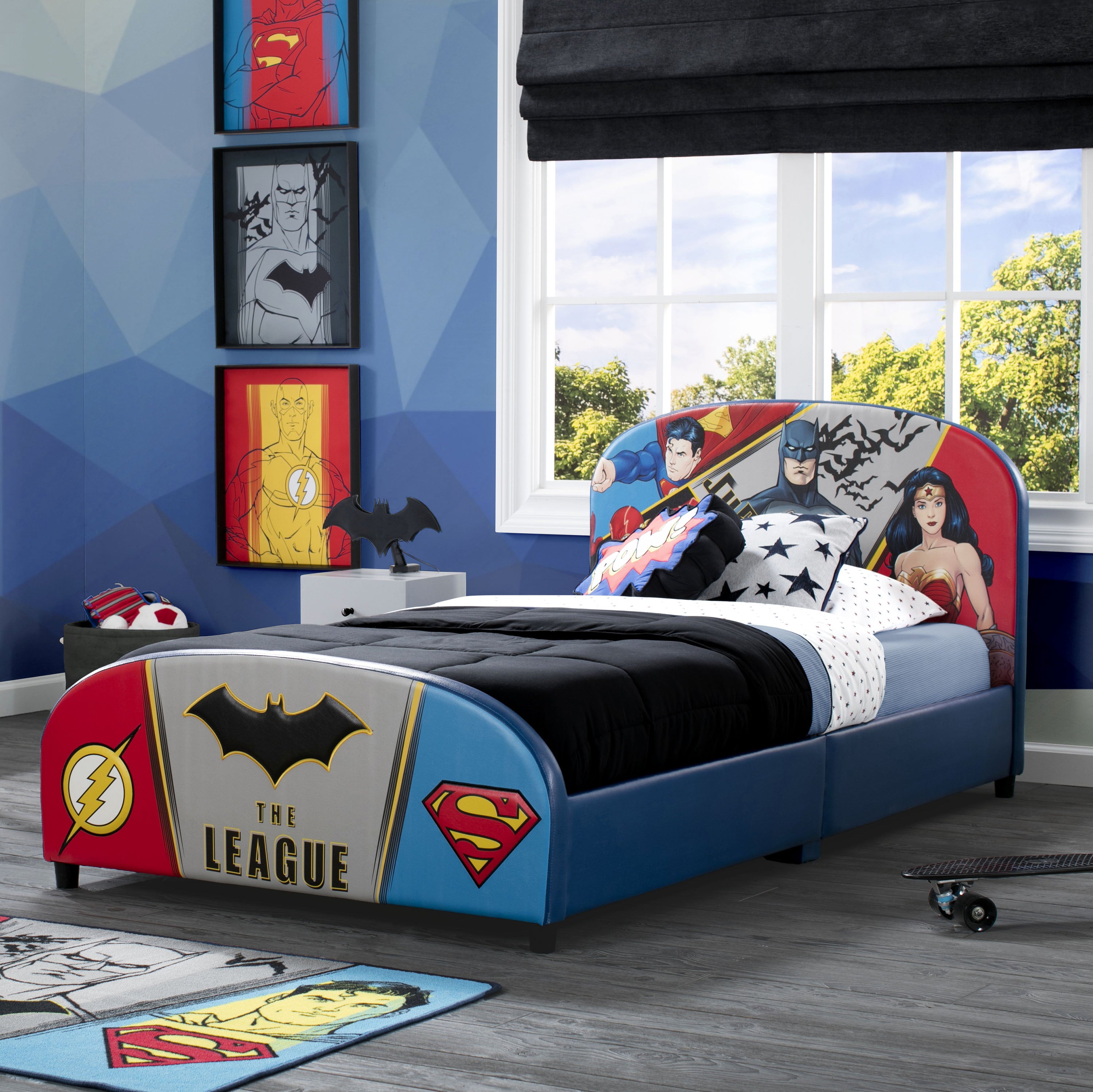 Delta Children DC Comics Justice League Upholstered Bed, Twin, Blue