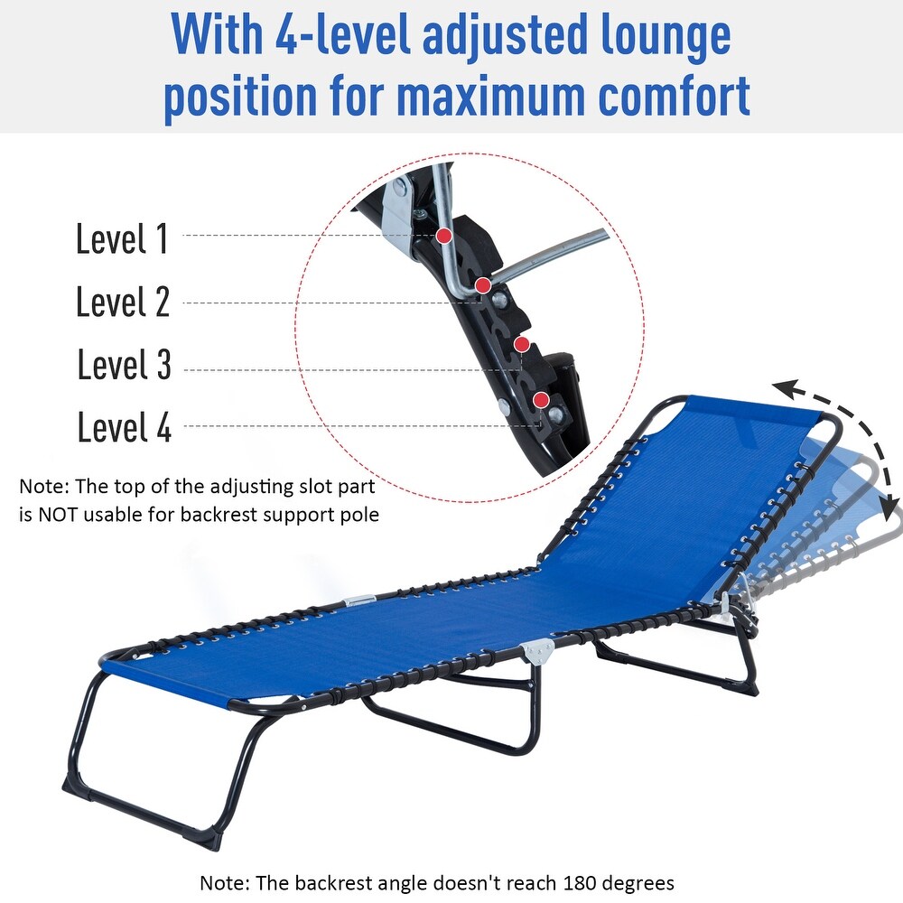 Outsunny Dark Blue Mesh Folding/Portable Reclining Chaise Lounge Chair