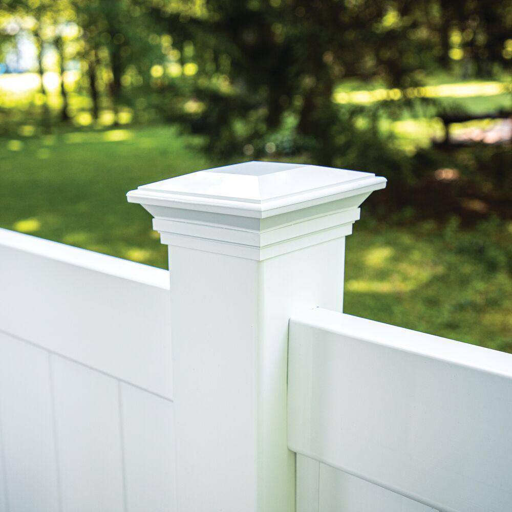 Veranda 5 in. x 5 in. Vinyl Solar-Powered Contemporary Beveled Post Cap 73013118