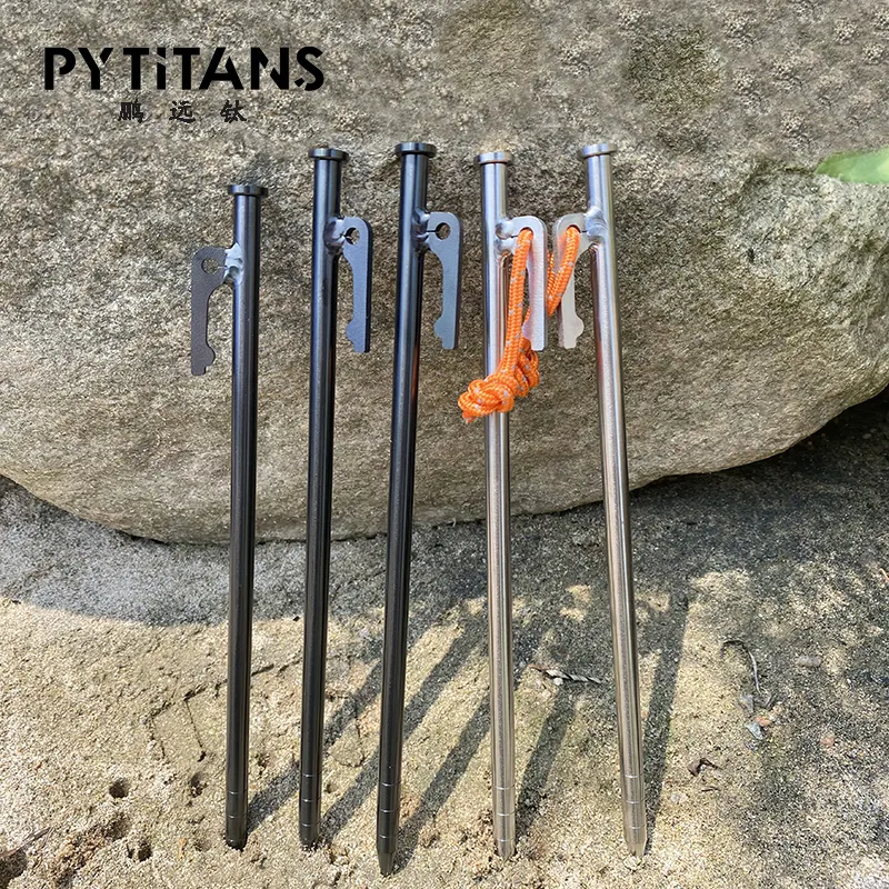 Outdoors Mountain Climbing Camping Hiking Tent Stakes GR5 titanium Solid 8*240 Tent Stakes tent Pegs by PYTITANS