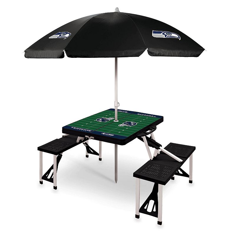 Picnic Time Seattle Seahawks Portable Folding Table with Umbrella