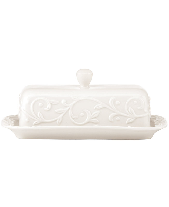 Lenox Dinnerware Opal Innocence Carved Covered Butter Dish