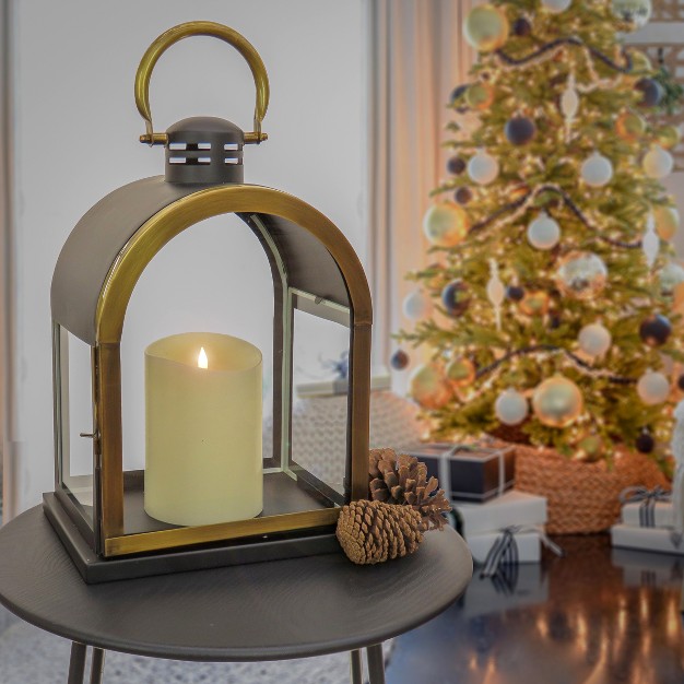 Hgtv Home Collection Dome Lantern Christmas Themed Home Decor Small Black And Gold 18 In