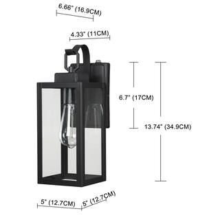 Uixe 1-Light Matte Black Hardwired Outdoor Wall Lantern Sconce Dusk to Dawn Sensor with Clear Glass (1-Pack） SSL-12151-PC