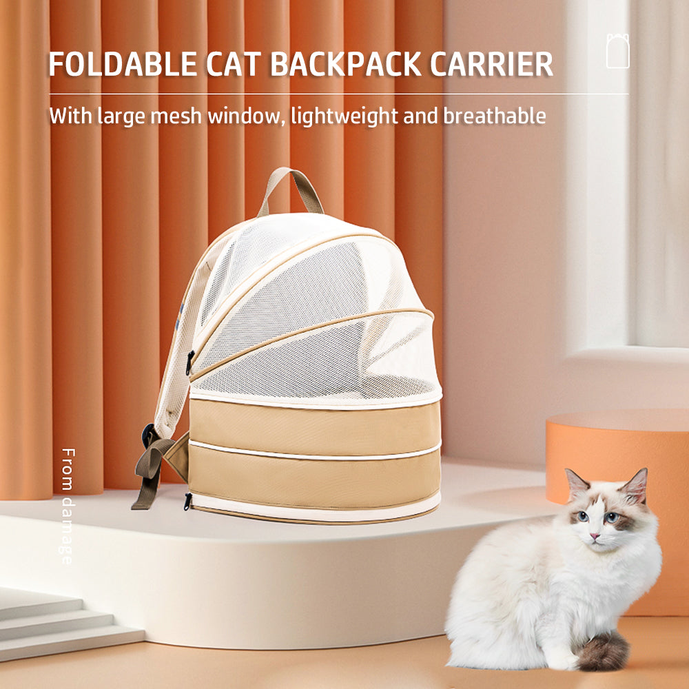 Foldable Cat Backpack Carrier With Breathable Mesh Pet Travel Bag For Cats And S Dogs Fully Ventilated Lightweight